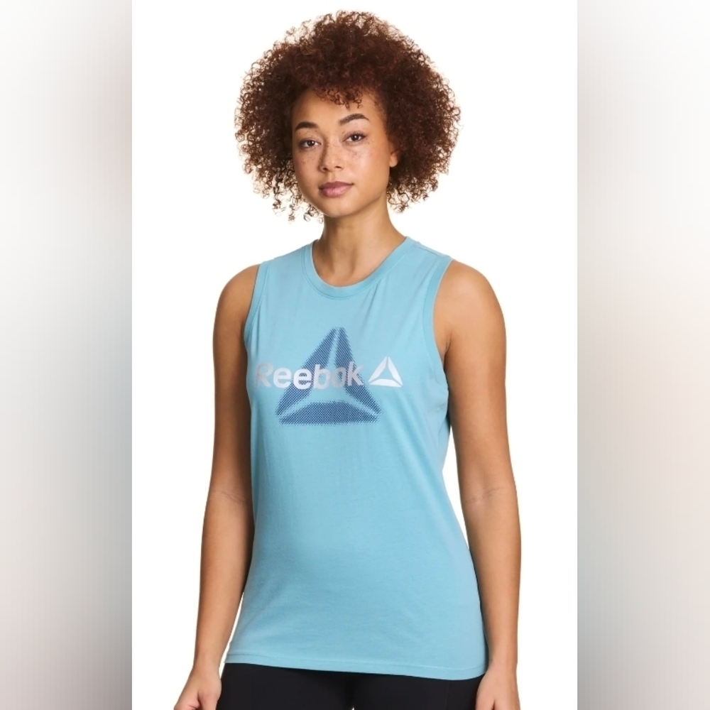 Reebok NEW Teal Graphic Muscle Tank Top Relaxed Fit Workout Plus Size XXL